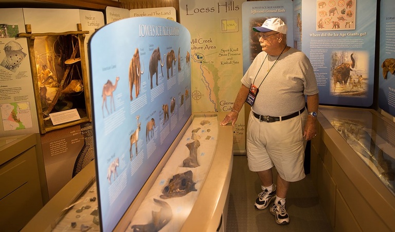A visitor enjoys the Mobile Museum