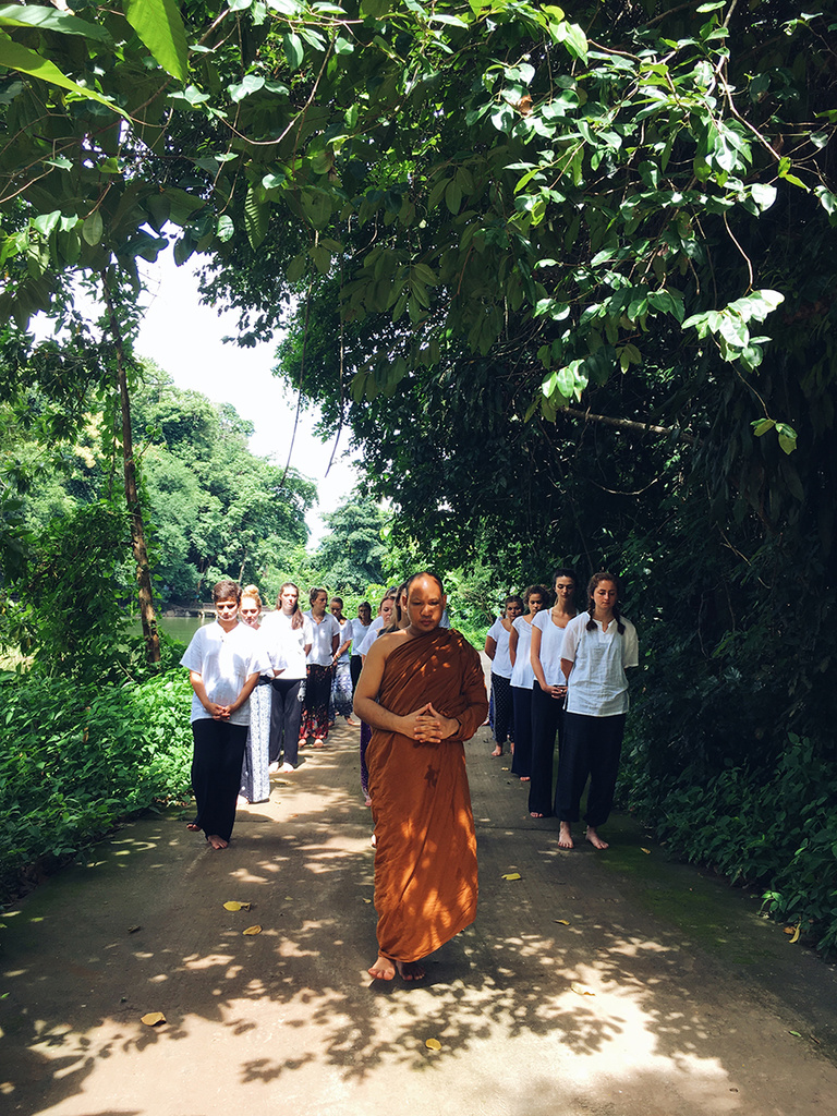 walking meditation at a Buddhist temple