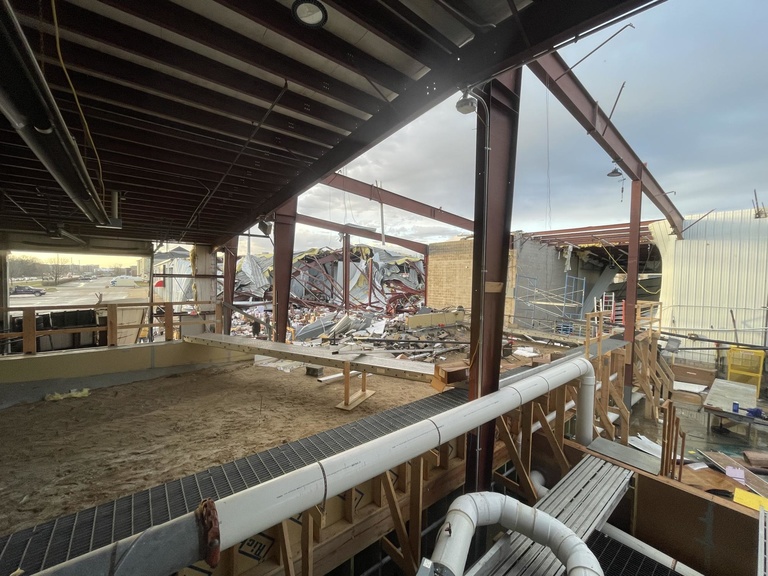 The University of Iowa's James Street Lab suffered extensive damage in a severe storm that passed through Coralville, Iowa, on Friday, March 31.
