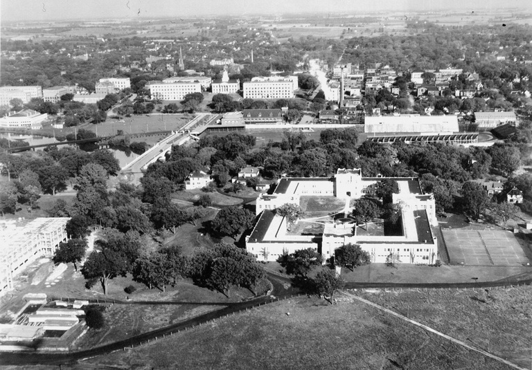 Aerial view of campus in 1925