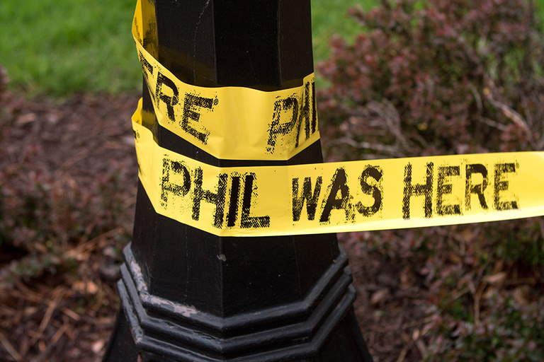 Phil Was Here ribbon marked places on campus where private support has had a significant impact.