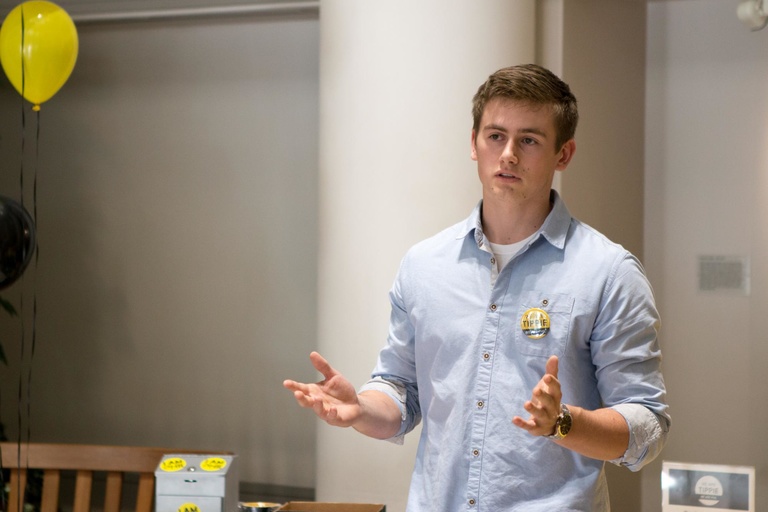 Ryan Brennan, an Engineering/Business major and member of the UI Foundation’s Student Philanthropy Group, talked to faculty and staff in the Henry B. Tippie College of Business about the impact of philanthropy in his educational experience.