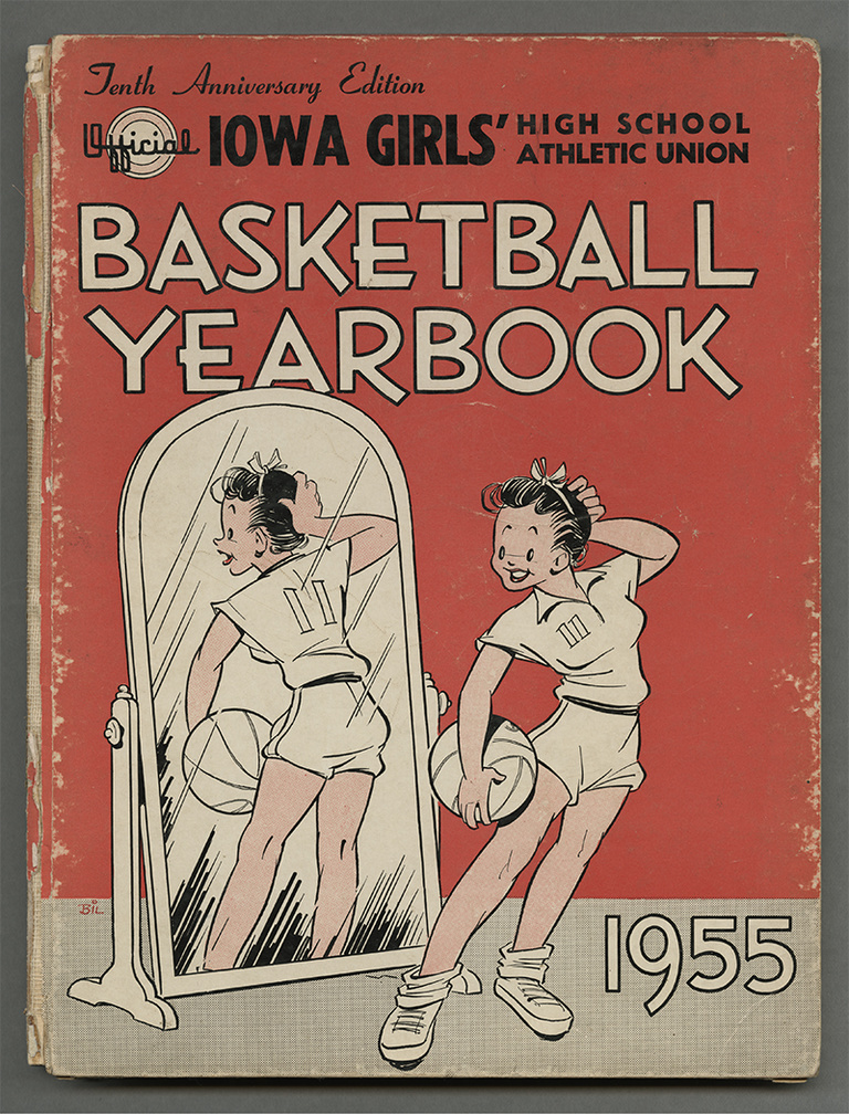 high school girls' basketball yearbook from 1955
