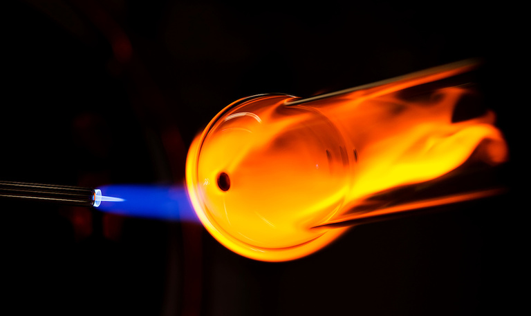 Close-up of glassblowing flame