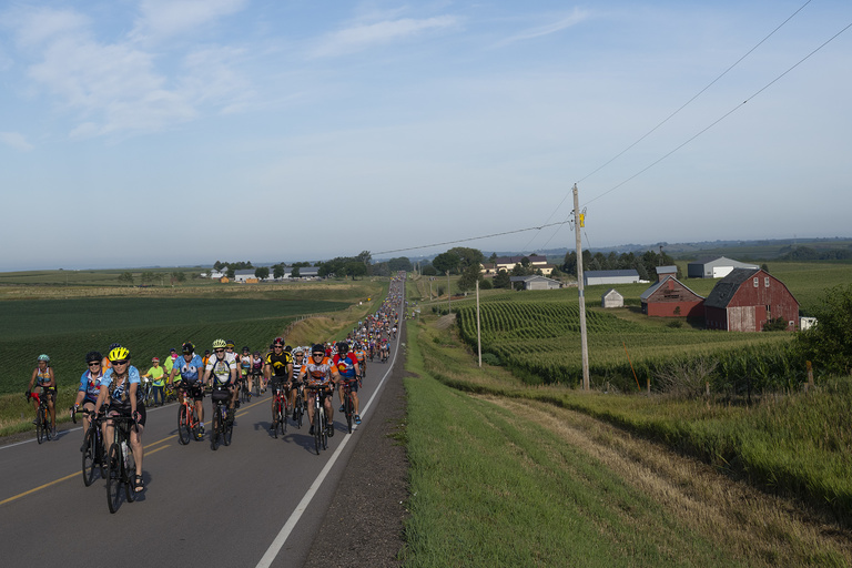 The 49th annual Register’s Annual Great Bicycle Ride Across Iowa took place July 24—30. Here riders make their way from Sergeant Bluff to Ida Grove on Day 1.