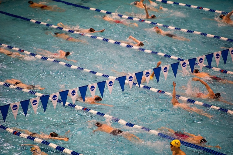 The warm-up pool.