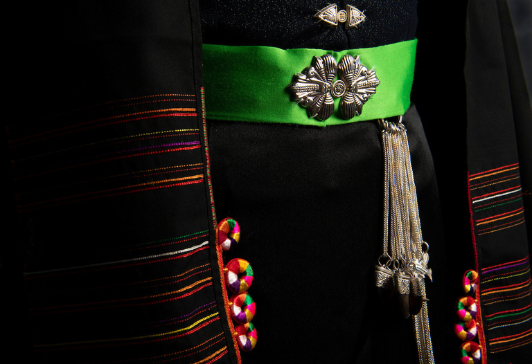 closeup of matsalyn brown's traditional tai dam attire