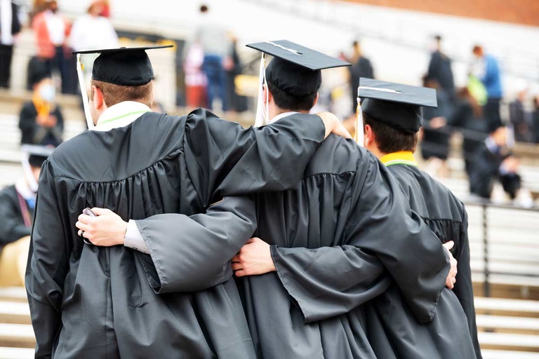 graduates in caps and gowns