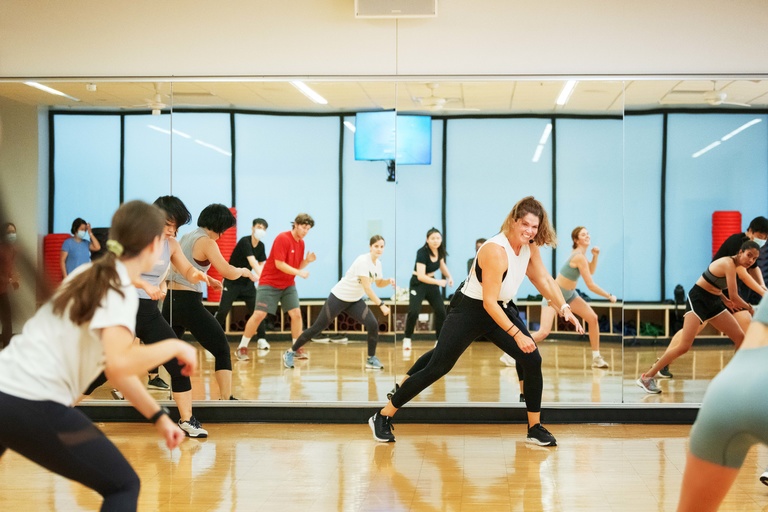 People participate in bodycombat fitness at the CRWC