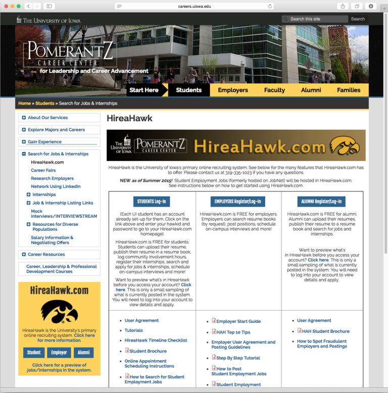 Hireahawk homepage