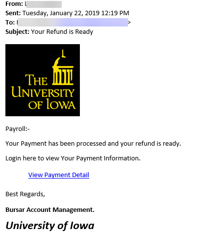 phishing attempt that offers a reward