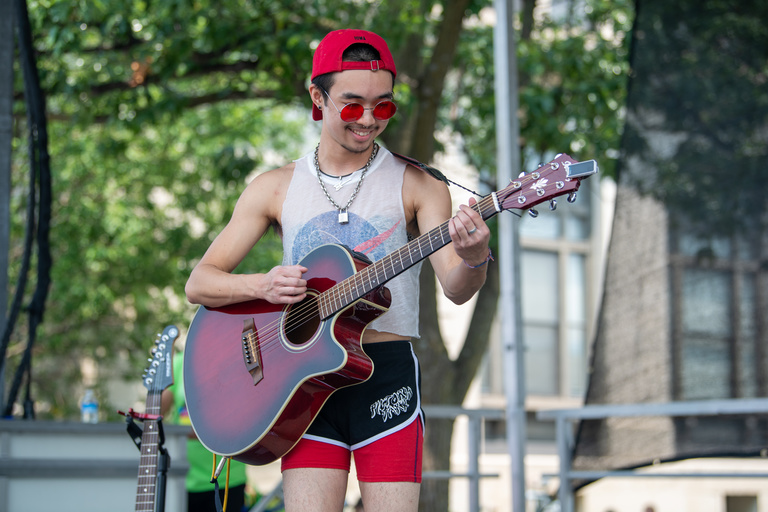 Live music was part of the Iowa City Pride Parade and Festival on June 17, 2023.