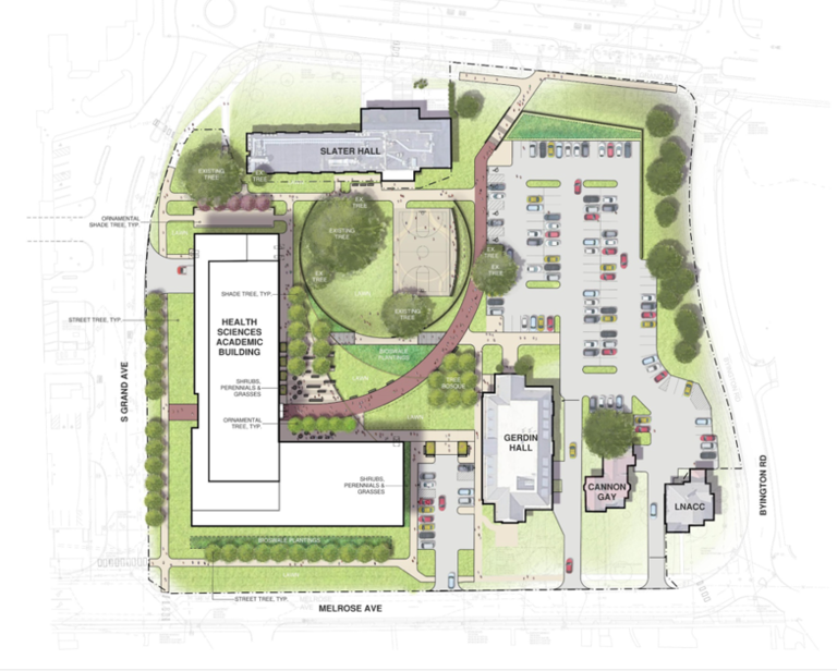 A map of the new Health Sciences Academic Building