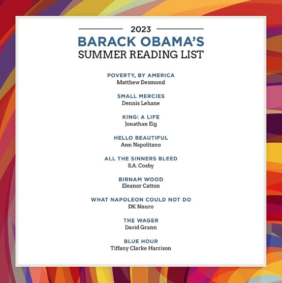 Graphic of Barak Obama's 2023 Summer Reading List