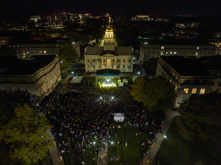 An aerial photo of the concert
