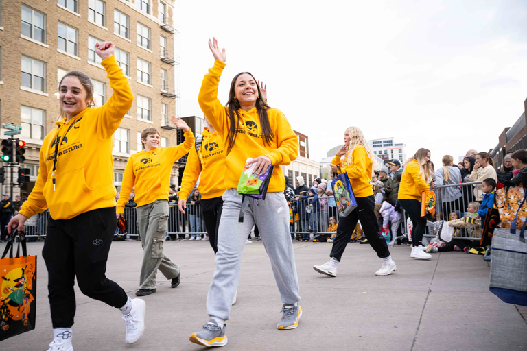 Photo of the Iowa Women's Wrestling team in the parade
