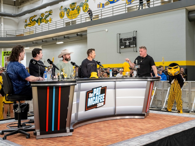 Pat McAfee broadcasts from the UI Field House