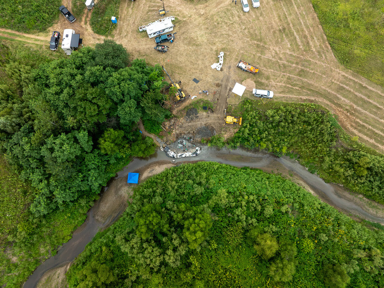 aerial view of an archaeological dig