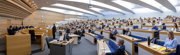 Seven Iowa Supreme Court judges listen to a case