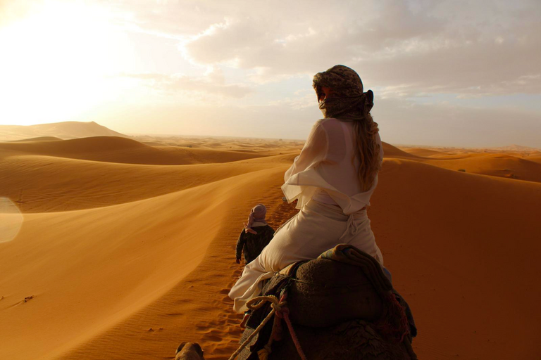 A girl riding a camel
