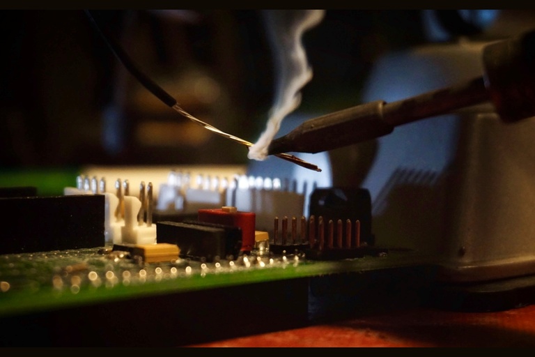 A bridge sensor being assembled 