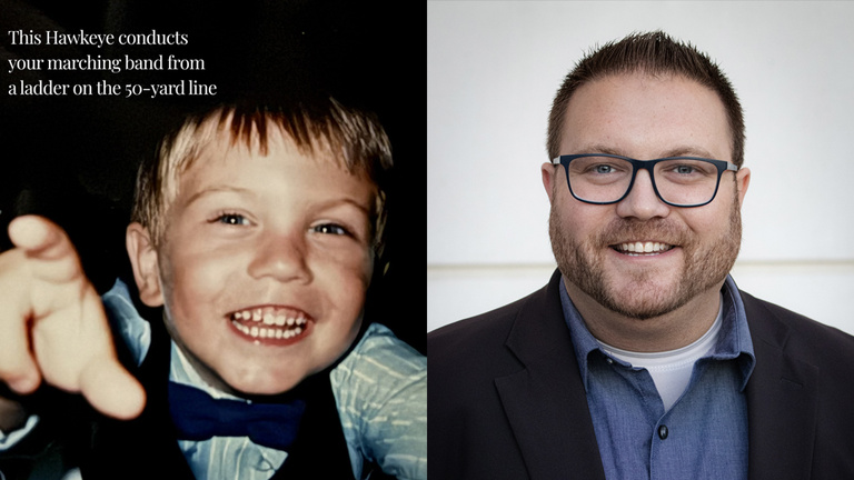 Eric Bush as a child and today