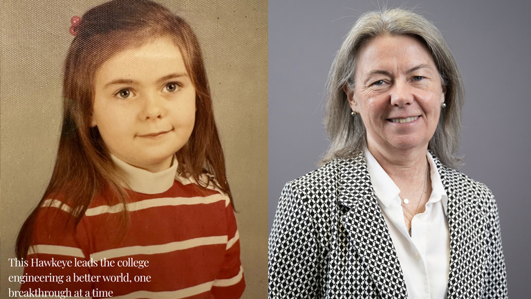 Ann McKenna as a child and today