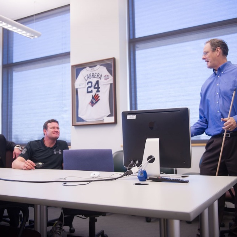 Buddy Lazier sitting in a presentation