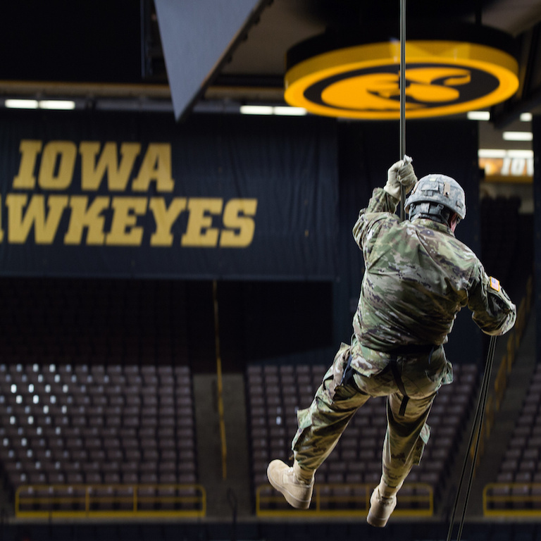 rappelling practice at carver-hawkeye