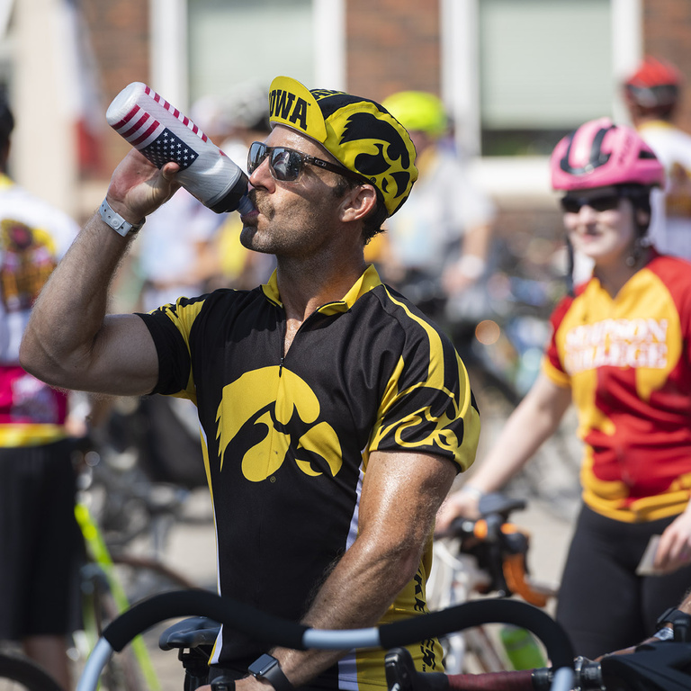 hawkeye rider takes a drink