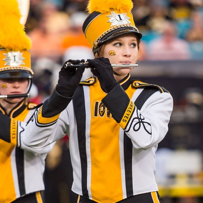 Marching band member playing
