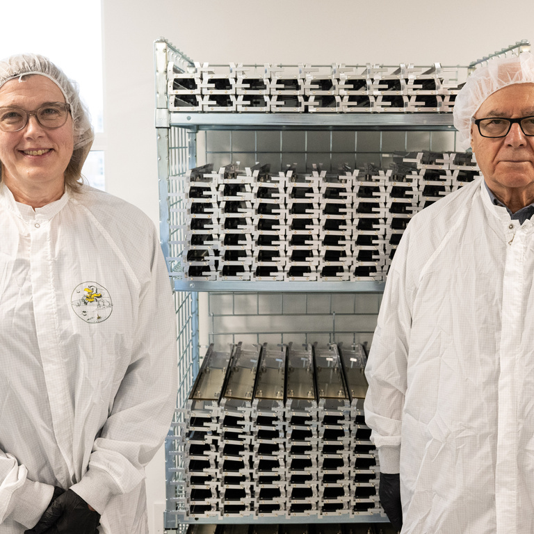 Jane Nachtman (left) and Yasar Onel, professors in the Department of Physics and Astronomy at Iowa who lead the research groups and students involved in the DUNE experiment.