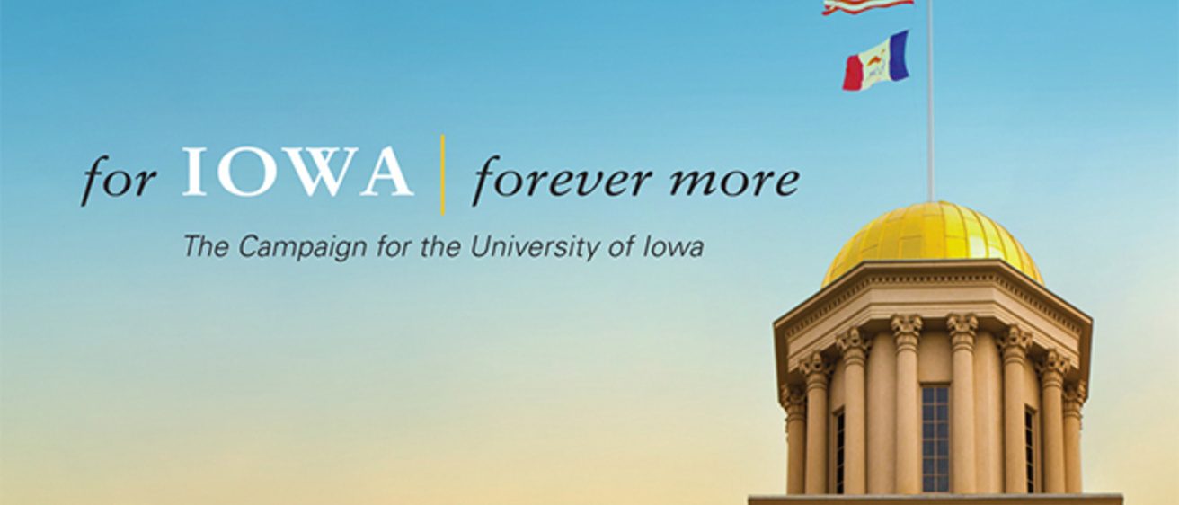 the words for iowa, forever more, on a black background