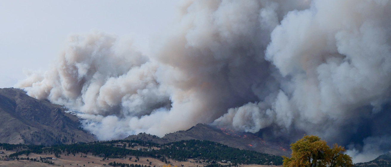 wildfire in a mountainous region