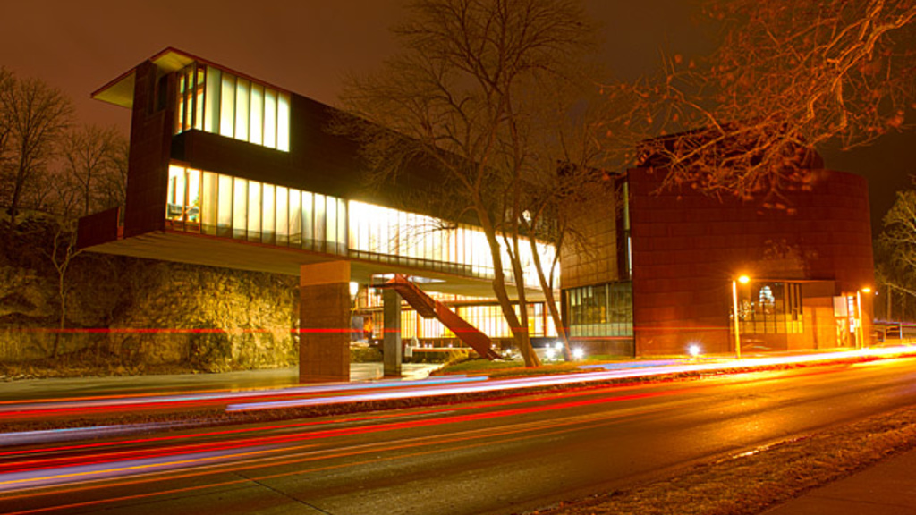 Art Building West at night