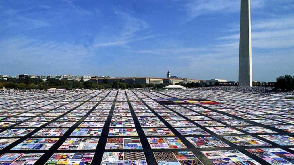 A portion of the national AIDS quilt in Washington D.C.