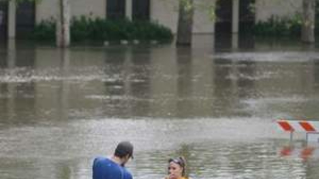 flood waters around campus buildings