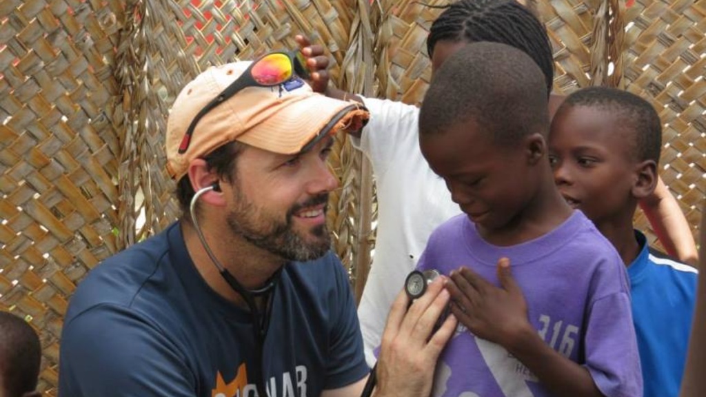 Buresh with Hatian children