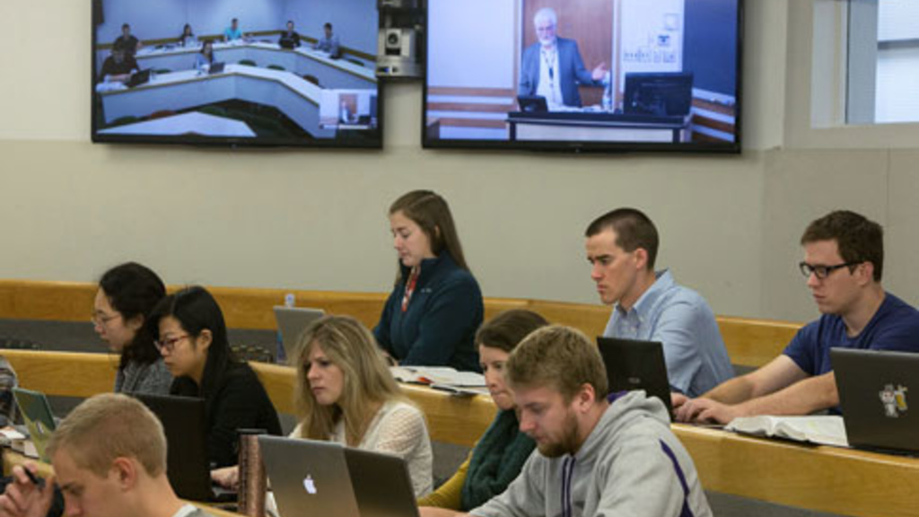 students in law school classroom