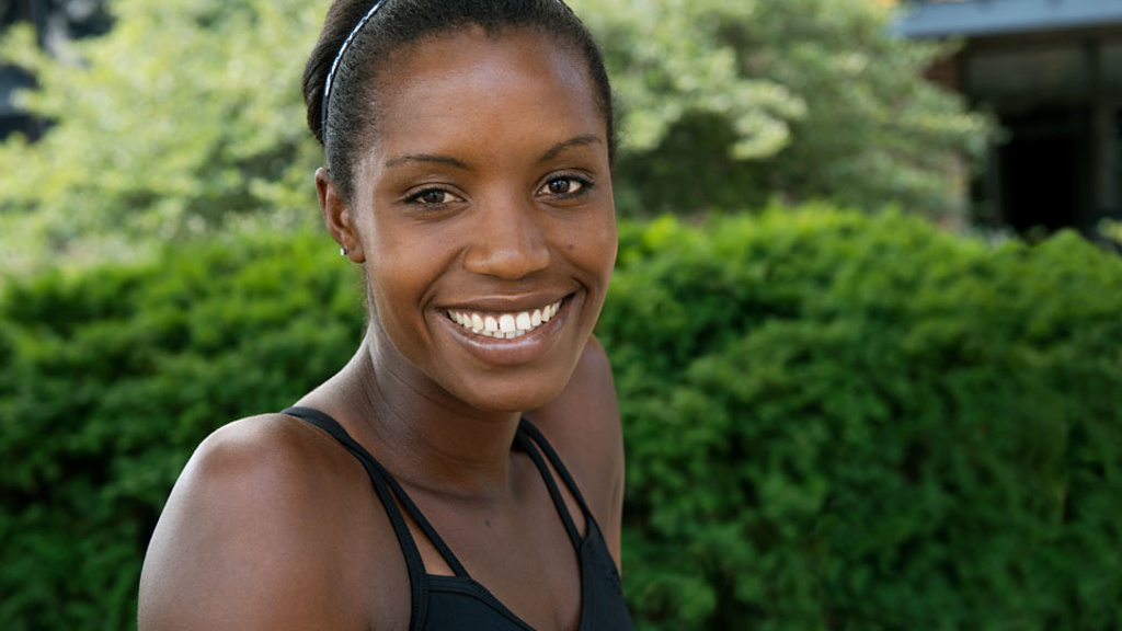UI alumna and Olympic athlete Diana Nukuri-Johnson poses for a portrait in Iowa City