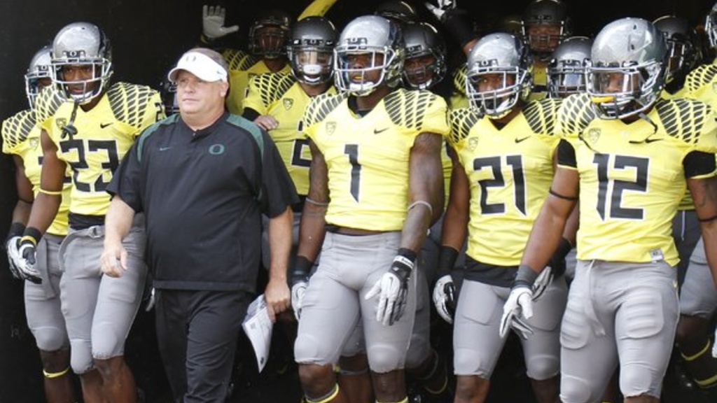 Coach Chip Kelly, with Oregon last fall, has moved on, long before penalties will be issued.