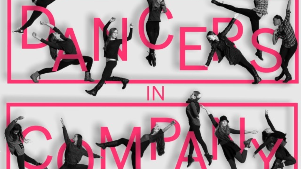 dancers in company members among word logo
