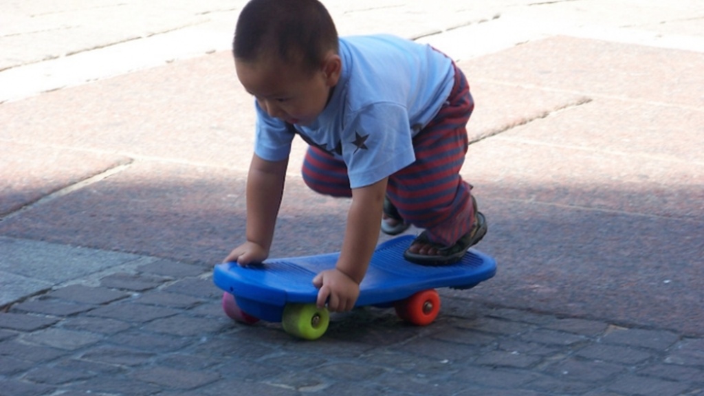 baby on skateboard