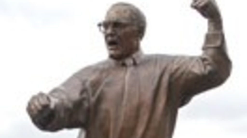 Statue of Dan Gable, created by Lawrence Nowlan Jr. 