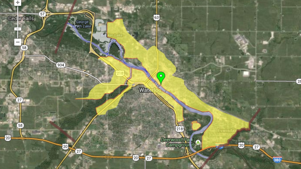 Waterloo flood plain map