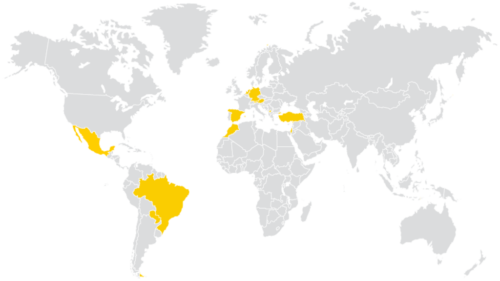 Map of countries where UI has Fulbright scholars